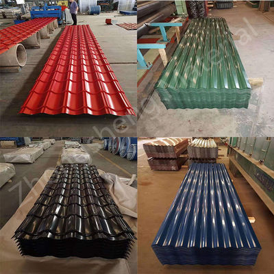 Fogli di tetto corrugato su misura ASTM A653 Dx51d Z275 14 calibro Colorato rivestito Prepintato Galvanizzato PPGI Fogli di tetto in metallo in acciaio corrugato