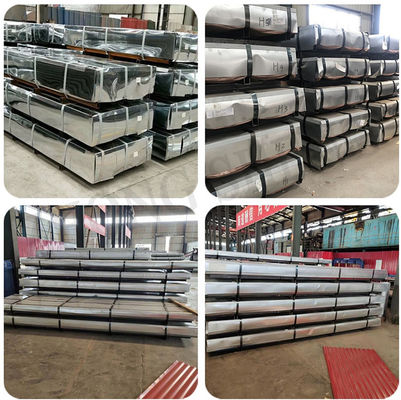 0.14mm 0.15mm 0.20mm 0.22mm Color Zinc PPGI PPGL Fornitura di fogli di tetto ondulato per zero spangle minimo e ± 1% Tolleranza