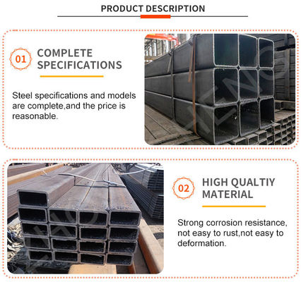 Fabbricazione di tubi quadrati ASTM 100 x 100 x 4 mm MS di lunghezza 6 m e leggermente oliati