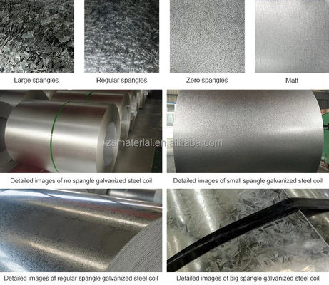 Spangolo minimo 0,6 mm bobina di acciaio Z275 bobina di acciaio galvanizzato immersa a caldo foglio Gi per il tetto foglio Spangolo regolare