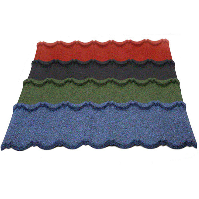 Materiale in PVC e piastrelle di tetto in metallo rivestite in pietra blu anti-decolorazione di peso 2,7 kg/pcs con alta durata